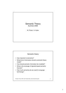 Semantic Theory - coli.uni