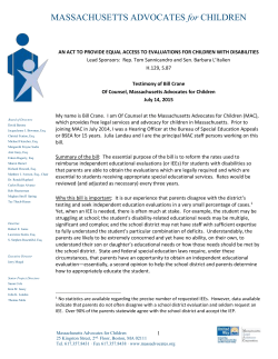 M Massachusetts Advocates for Children 25 Kingston Street, 2nd