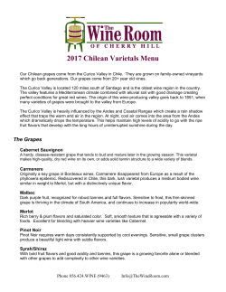 2017 Chilean Varietals Menu - The Wine Room of Cherry Hill