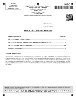 Claim Form - City of Austin Police Retirement System v. Kinross