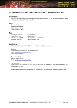 TOURNAMENT REGULATIONS ESPA &ndash; 5 PINS FOR TEAMS