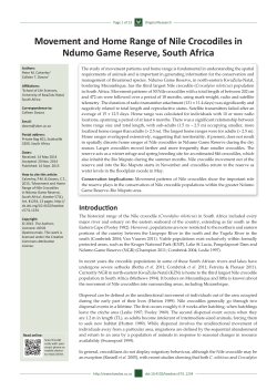 Movement and Home Range of Nile Crocodiles in Ndumo Game
