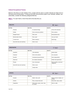 Holland Occupational Themes Based on the theory of John Holland