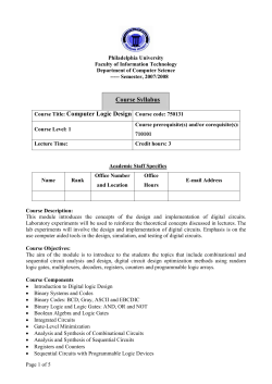 Course Syllabus Course Title: Computer Logic Design