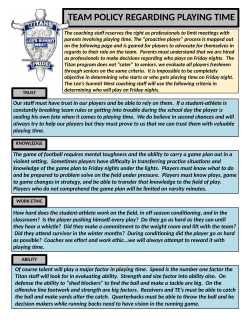 Titan Team Policies Regarding Playing Time