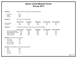 Queen Camel Medical Centre Survey 2013