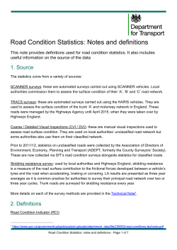 road condition statistics notes and definitions