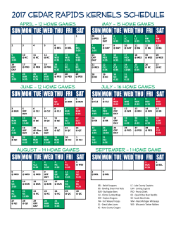 2017 CEDAR RAPIDS KERNELS SCHEDULE