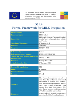 D21.4 Formal Framework for MILS Integration
