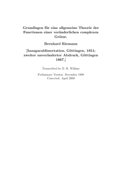 Grundlagen f&uuml;r eine allgemeine Theorie der