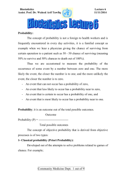 Community Medicine Dept. 1 out of 9 Probability: The concept of