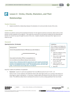 Lesson 2: Circles, Chords, Diameters, and Their
