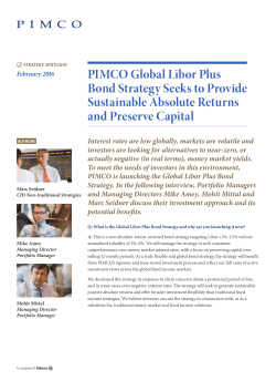 PIMCO Global Libor Plus Bond Strategy Seeks to Provide
