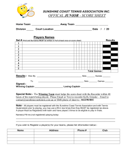 Printable Scoresheet &ndash; Juniors - Sunshine Coast Tennis Association