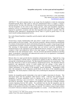 In&eacute;galit&eacute;s, redistribution et croissance