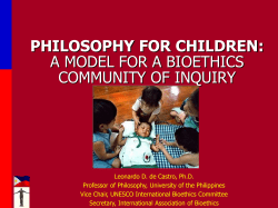 INFORMATION FOR RESEARCH SUBJECTS Leonardo D. de