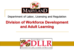 Division of Workforce Development and Adult Learning Orientation