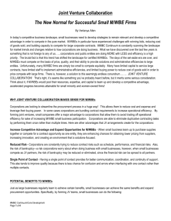 Joint Venture Collaboration The New Normal for Successful Small M