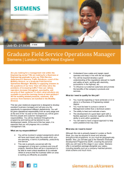 Job ID: 213936 Graduate Field Service Operations Manager