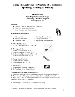 Lowering the Affective Filter with Game-Like Activities
