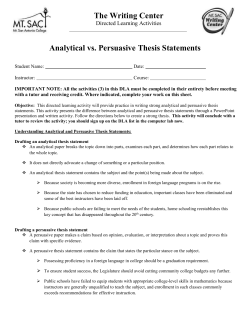 Analytical vs. Persuasive Thesis Statements