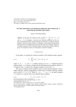 ON THE EXISTENCE OF POSITIVE DEFINITE SOLUTIONS OF A