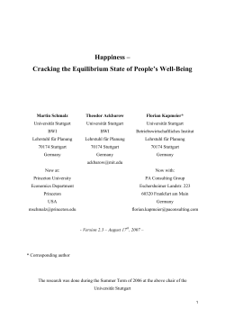 Happiness &ndash; Cracking the Equilibrium State of People`s Well