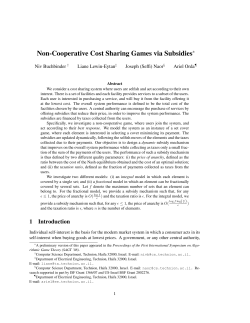 Non-Cooperative Cost Sharing Games via Subsidies&lowast;