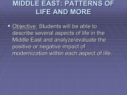 MIDDLE EAST: PATTERNS OF LIFE AND MORE Objective