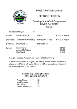 PRESTONFIELD GENTS SENIORS SECTION Opening Stableford
