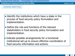 Formulation and Implementation Institutional Framework Food