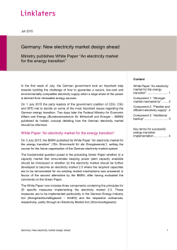 Germany: New electricity market design ahead