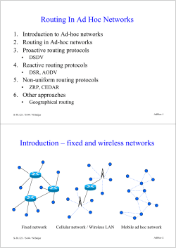 Routing In Ad Hoc Networks Introduction &ndash; fixed and wireless networks
