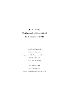 STAT 6710 Mathematical Statistics I Fall Semester