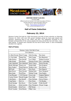 Hall of Fame Induction February 22, 2014