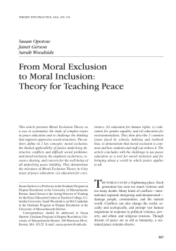 From Moral Exclusion to Moral Inclusion: Theory for Teaching Peace