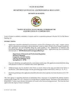 Notice of Intent to Establish a Subsidiary or Acquire Stock in a