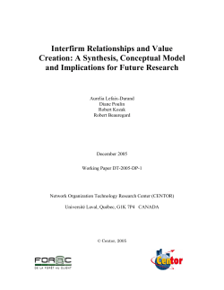 Interfirm Relationships and Value Creation