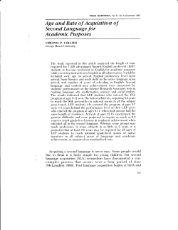 Age and Rate of Acquisition of Second Language for Academic