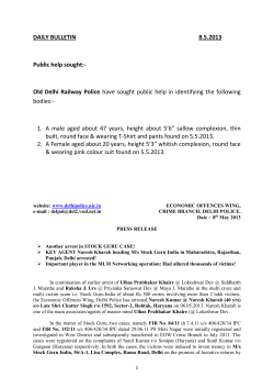 DAILY BULLETIN 8.5.2013 Public help sought: