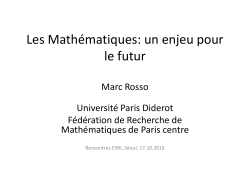 Les Math&eacute;matiques: un enjeu pour le futur