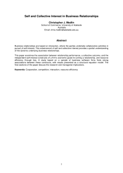 Self and Collective Interest in Business Relationships