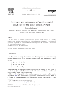 Existence and uniqueness of positive radial solutions for the Lane