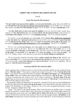 CHRIST THE ANTIDOTE REGARDING DEATH From The Least To