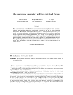 Macroeconomic Uncertainty and Expected Stock Returns