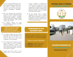 NTIMUCIKWE N`AYO MAHIRWE RERO NATIONAL BANK OF