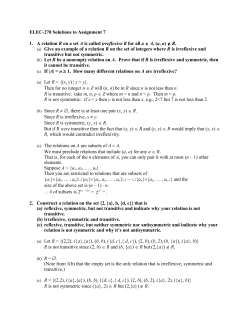 ELEC-270 Solutions to Assignment 7 1. A relation R on a set