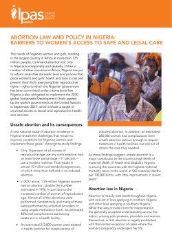 Abortion LAw And PoLicy in nigeriA: bArriers to women`s