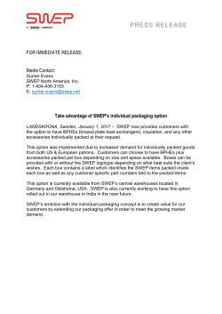 Take advantage of SWEP`s individual packaging option
