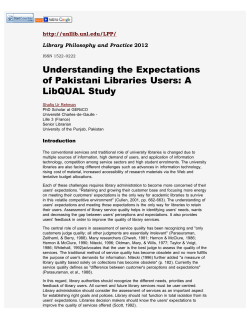 Understanding the Expectations of Pakistani Libraries Users: A